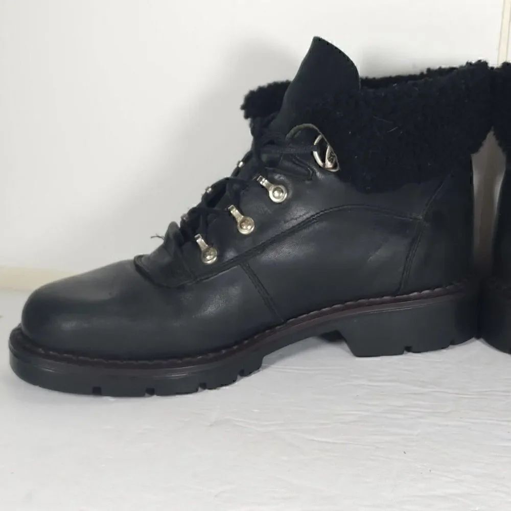 Sorel Women's Chamonix US 10M Black Leather Lined Lace Up Shearling Winter Boots - Picture 6 of 13